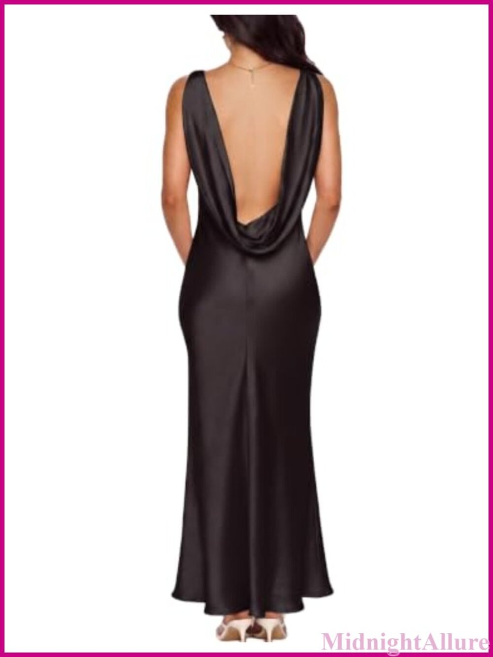 Satin Maxi Dress Boat Neck Backless Sleeveless Formal Wedding Guest